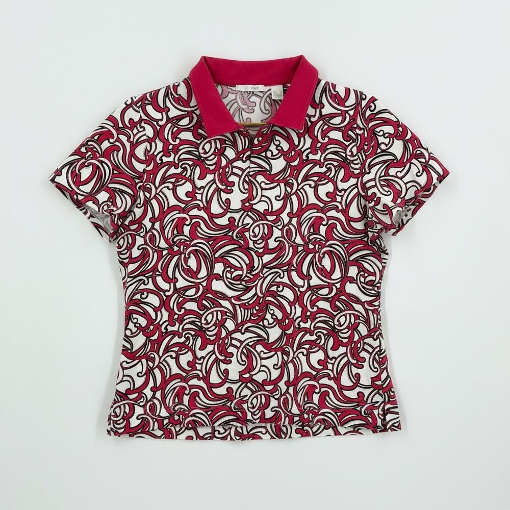 Lizgolf Red Abstract Print Golf Polo -‎ Women's Large